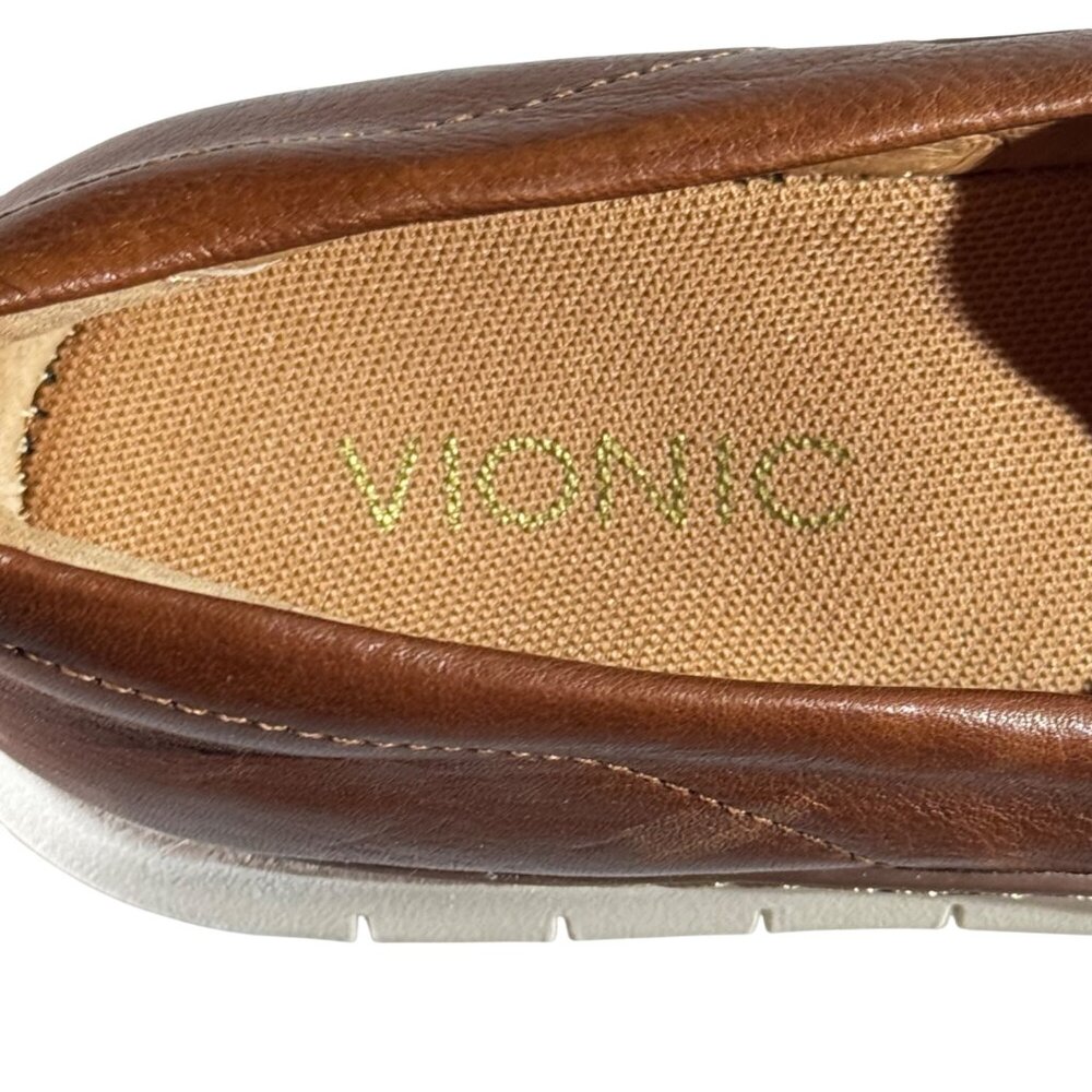 Vionic Fresh Liden Womens Casual Slip-On Shoes Size 7 Brown Leather With White R - Picture 9 of 11